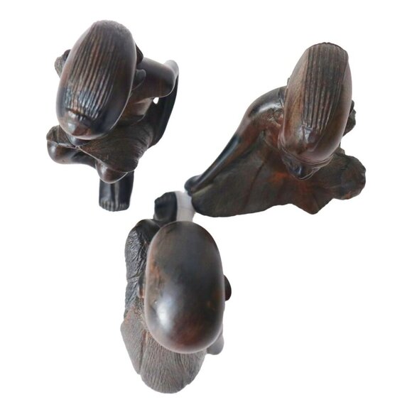 3 Hand-Carved African Tribal Art Ebony Figurines Folk Art - Picture 6 of 9